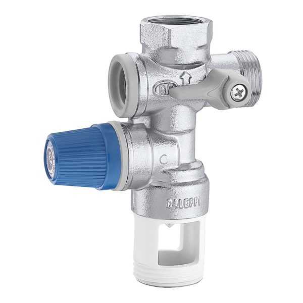 Gruppo di Sicurezza Caleffi 526142 – 1/2”  Serie 5261 per Scaldacqua ad Accumulo DN 15 Ottone Cromato con Sede Inox